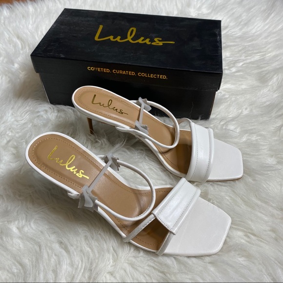 Lulus Norah Square Toe High Heel Sandals White - Picture 14 of 16